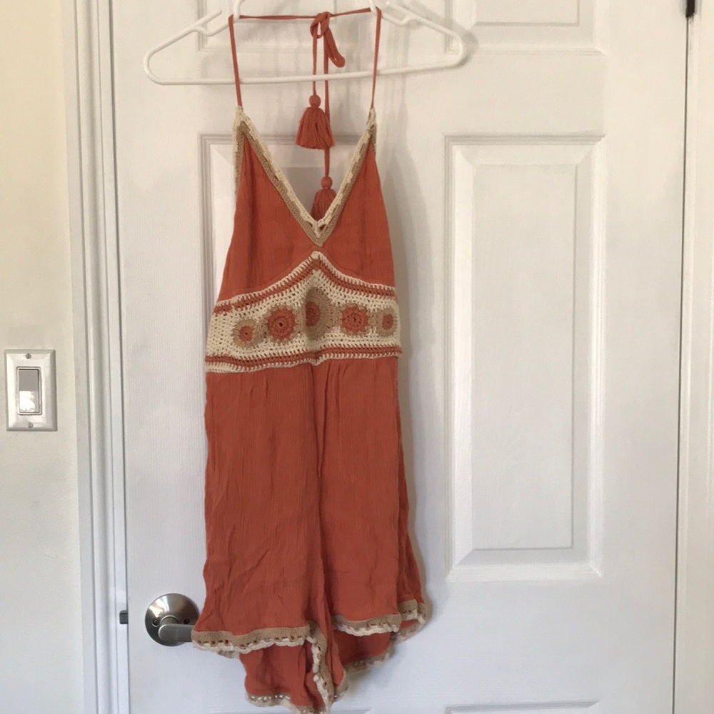 America Eagle crochet shorts romper